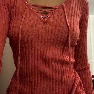 Long sleeve. V cut out. Small. Stretchy nice fitting